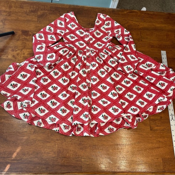 SweetHoney red floral double ruffle floral dress size 10